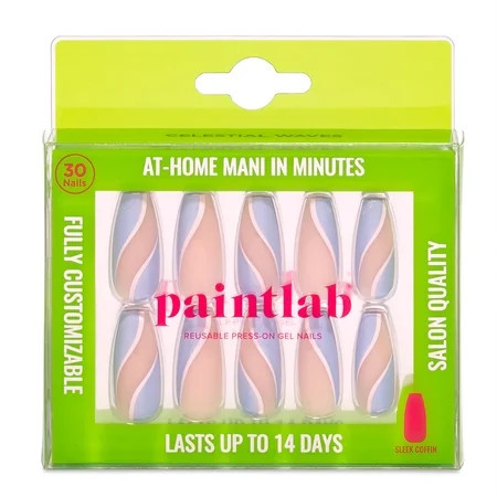 PaintLab Long Sleek Coffin Press On False Nails Celestial Waves 30 Count | Walmart (US)