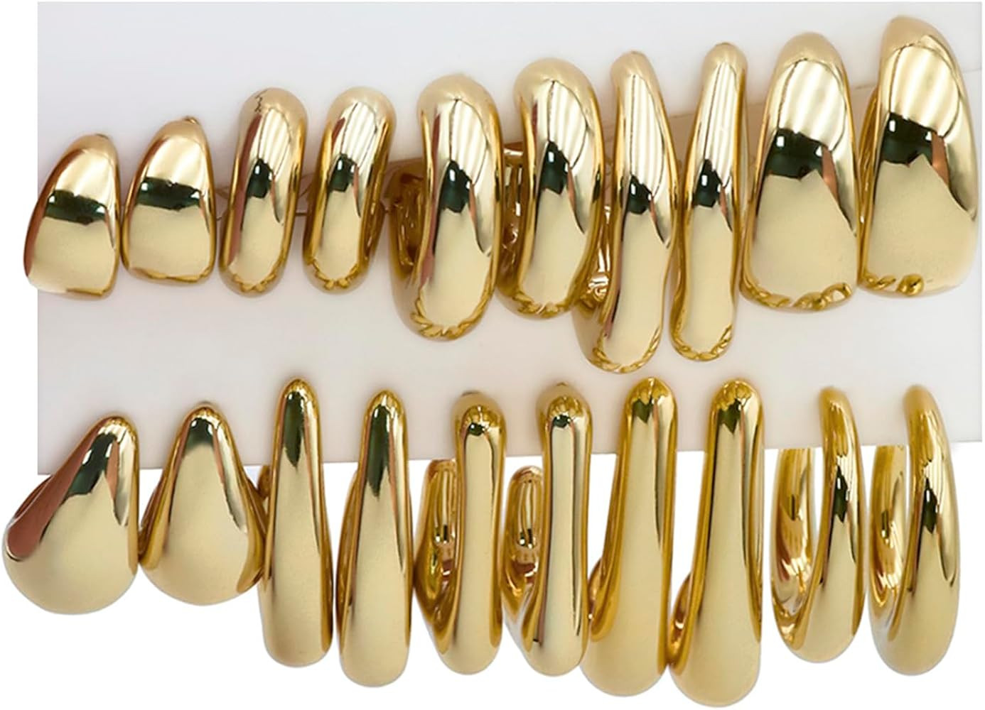10 Pairs Hypoallergenic Chunky Gold Dangle Earrings for Women Trendy Thick Gold Plated Hoop Earri... | Amazon (US)