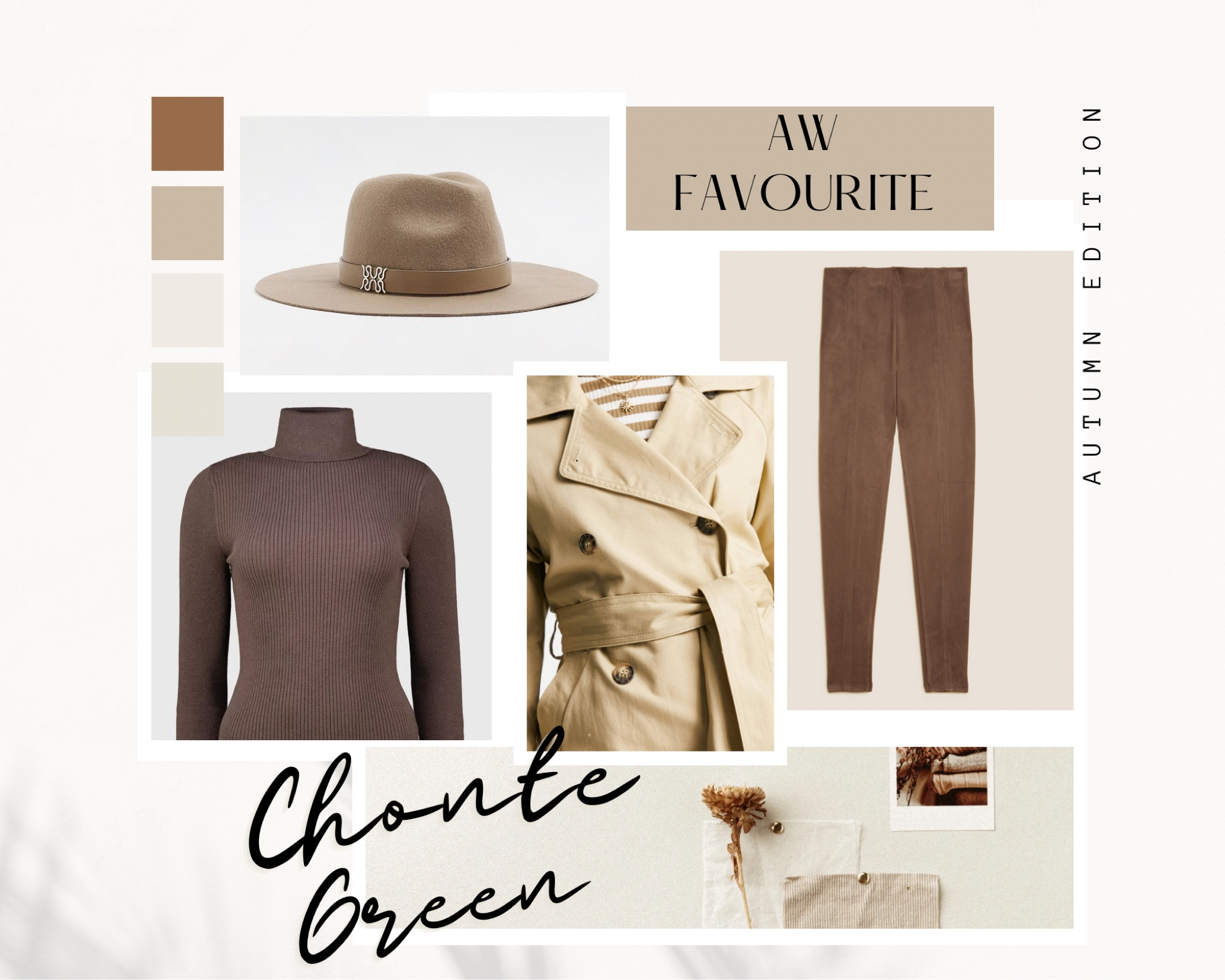 Autumn Edition Mood Board, Suede Tan Leggings, Brown Roll Neck Sweater, Cream Fedora Hat, Beige Trench Coat

#LTKunder100 #LTKeurope #LTKSeasonal
