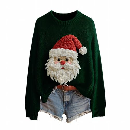 Cozy Sweaters for Women,Christmas Sweater for Women Retro Cute Santa Claus Graphic Long Sleeve Knitted Crew Neck Xmas Pullover Tops | Amazon (US)