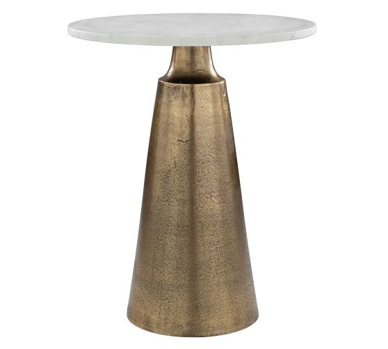 Waylen Round Travertine Accent Table (20") | Pottery Barn (US)