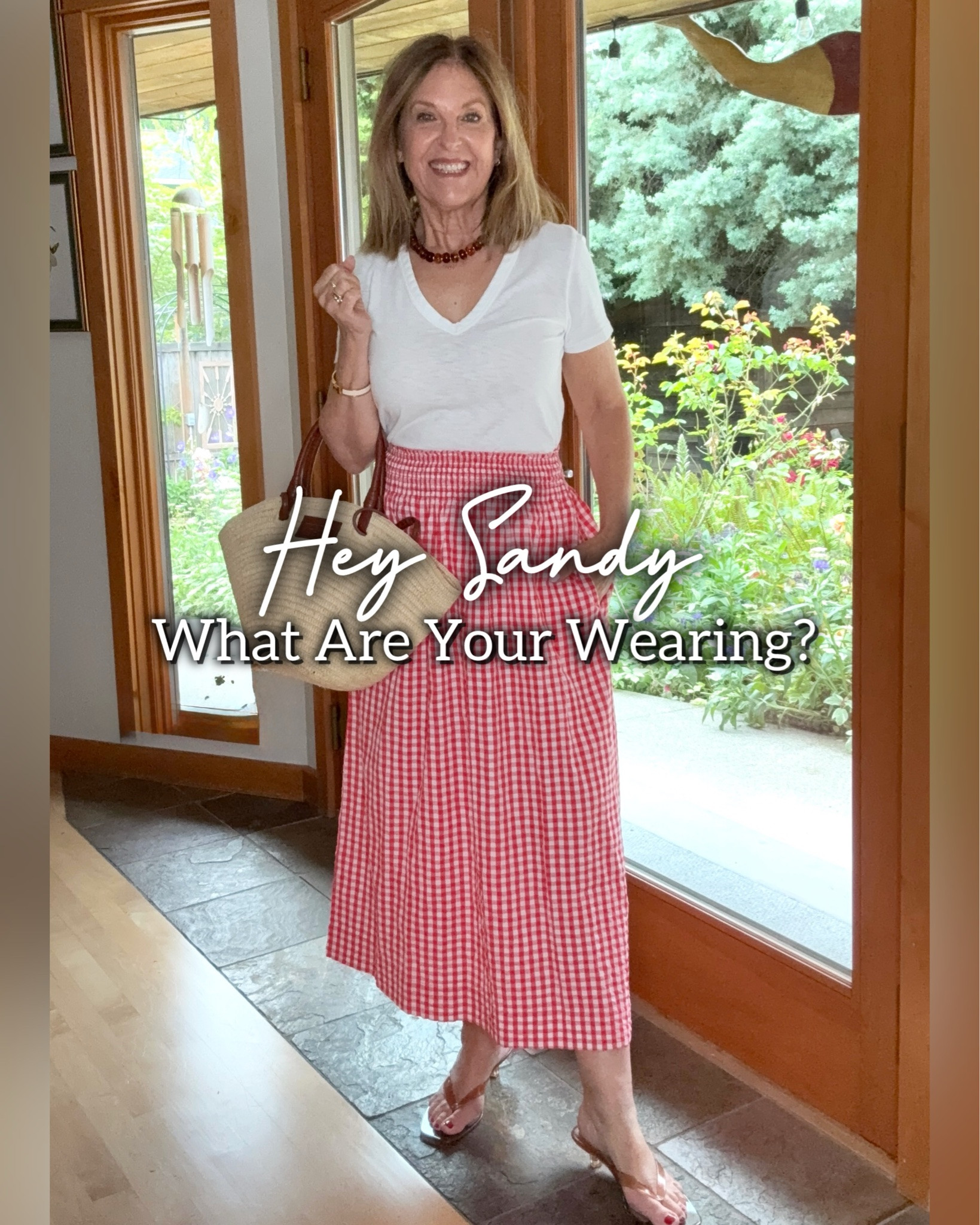 Here are a few things I’m wearing this summer. 

Gingham skirt 
Tie-front pants
Sundress with a cardigan
Festive cardigan and jeans
Rafia tote 
flip-flop heel sandals
Flat sandals
Bucket hat
I’ll run through to TTS, I’m wearing XS in all. ￼
@Splendid

#LTKootd #LTKmomlife #LTKOver40