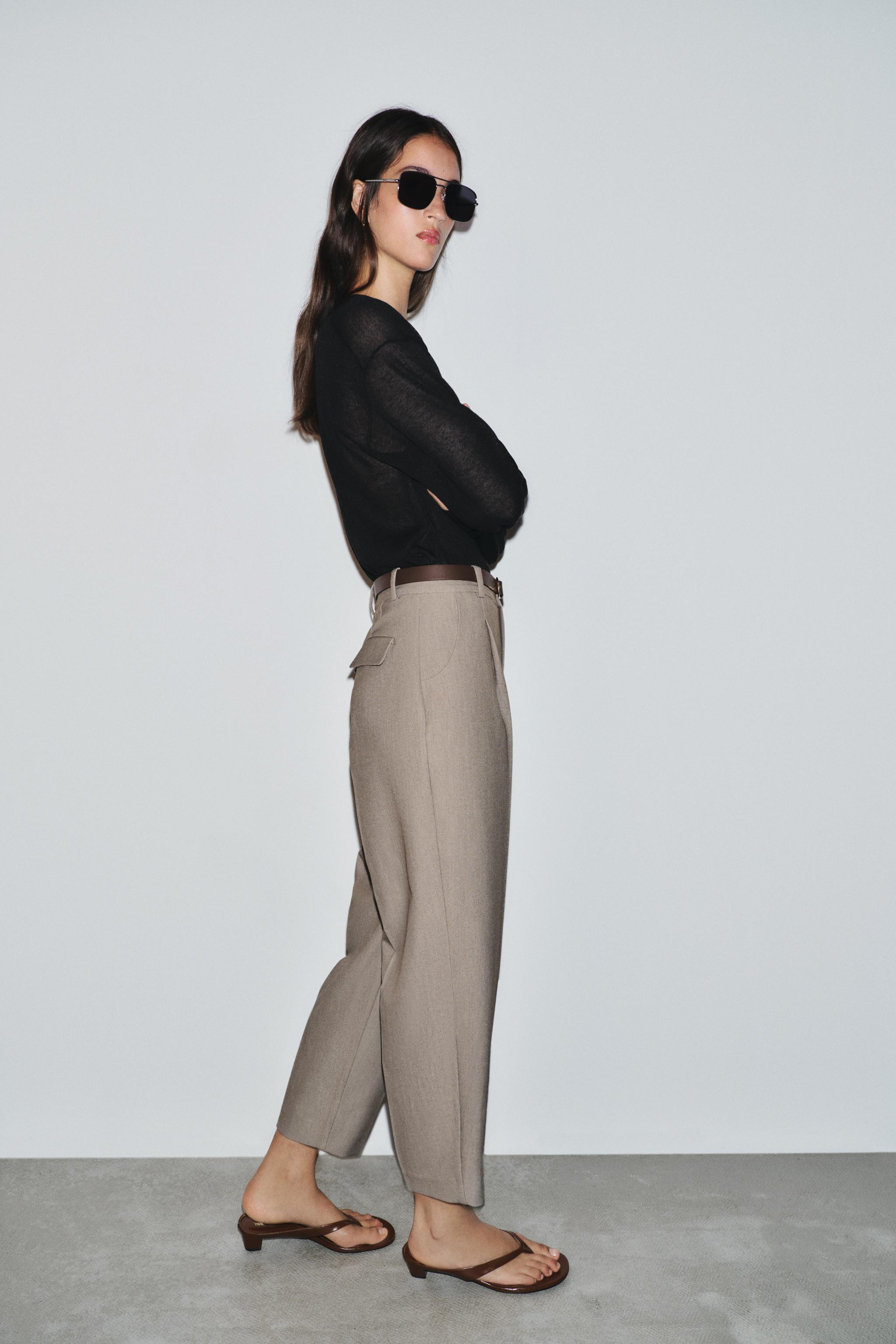 BELTED ANKLE PANTS | Zara Canada