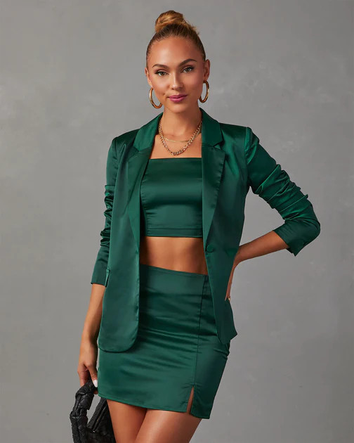 Kaito Satin Crop Tank - Dark Green | VICI