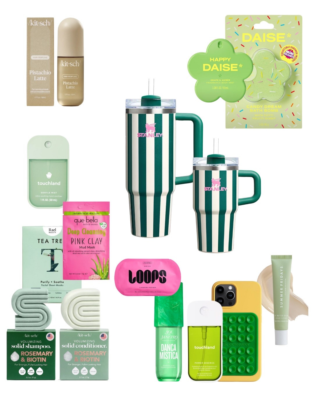 GREEN! In New Cabana Stripe Stanleys! 🌴
… some perfectly accessorized ideas for the perfect Easter Basket combo or gift set! (Great for teens, tweens and adults… think teachers, hostesses, neighbors!)

P.S. see other posts for more colors in this collection - and coordinating gift sets / Easter Basket ideas!

Stanley Oasis Collection!