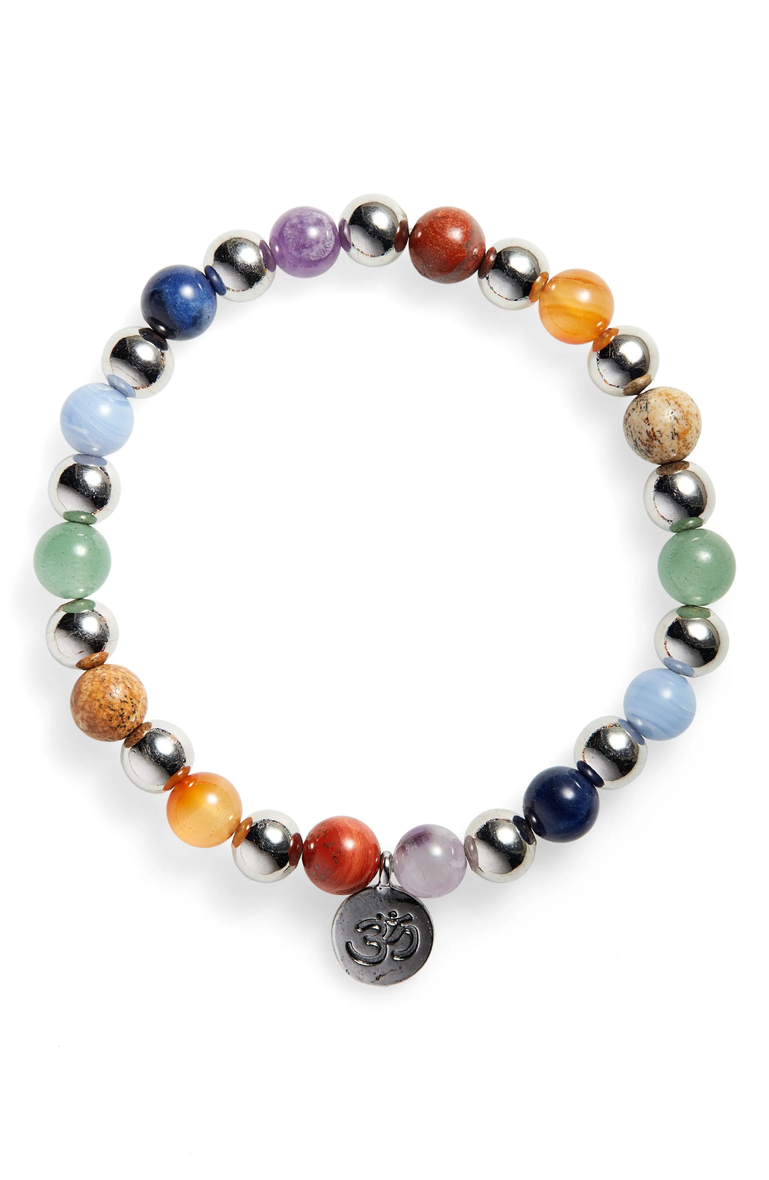 Nordstrom Chakra Healing Stone Bracelet in Rainbow- Silver at Nordstrom | Nordstrom