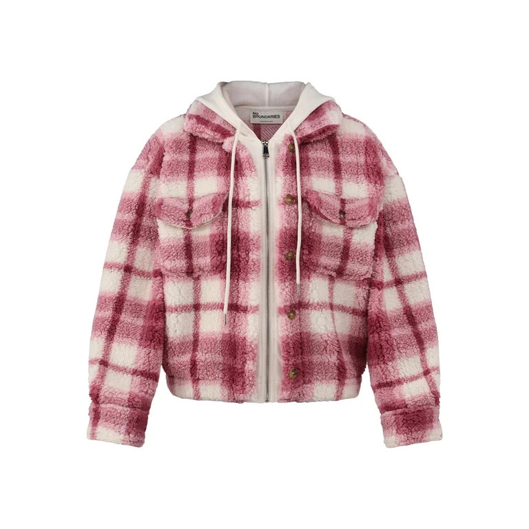 No Boundaries Plush Hoodie Shacket, Women's | Walmart (US)