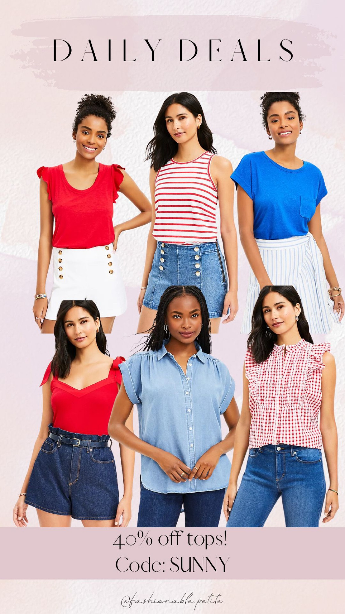 Summer tops perfect for the 4th of July! 

4th of July. Summer outfit. Fourth of July. Summer holiday. Red white and blue. Summer tops. Tank top. Chambray. Striped top. 

#LTKsalealert #LTKunder100