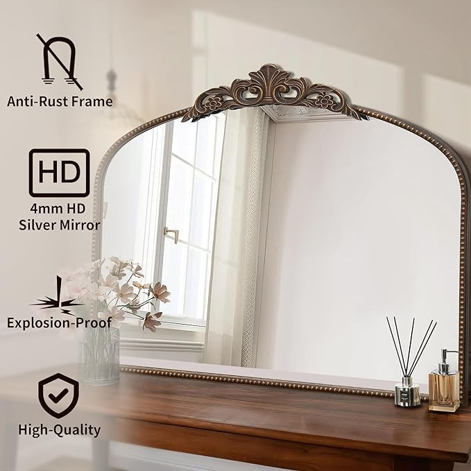 Micasso Large Bronze Vintage Mirror: 40"x29" French Baroque Antique Mirror - Traditional Ornate D... | Amazon (US)