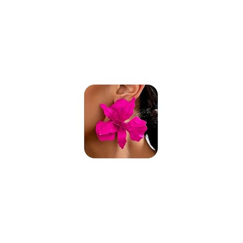 Hot Pink Flower Earrings for Women Big Floral Statement Earrings Oversized Petal Trendy Elegant Daily Outfits Fashion Jewelry Gifts | Amazon (US)