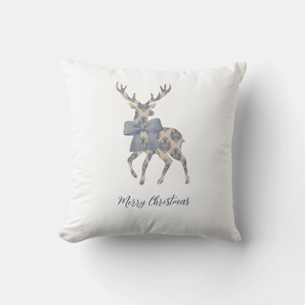 Chinoiserie Reindeer Christmas Throw Pillow | Zazzle