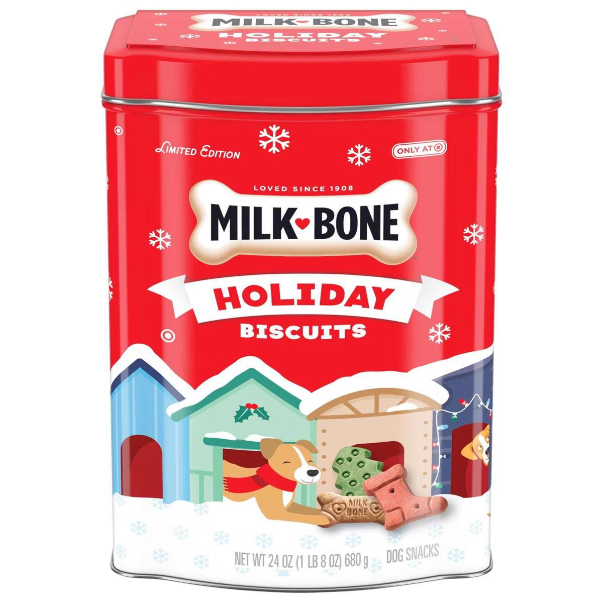 Milk-Bone Christmas Biscuits Tin with Original Flavored Dog Treats - 24oz | Target
