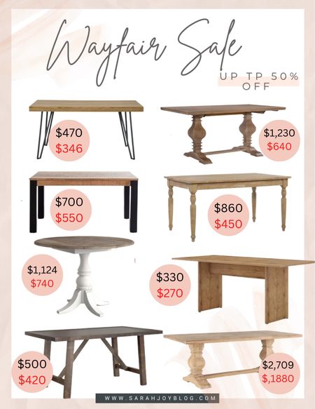 Wayfair Dining Tables on Sale! 
#Wayfair #Sale 

Follow @sarahjoyblog for more Wayfair Home finds  

#LTKSale #LTKsalealert