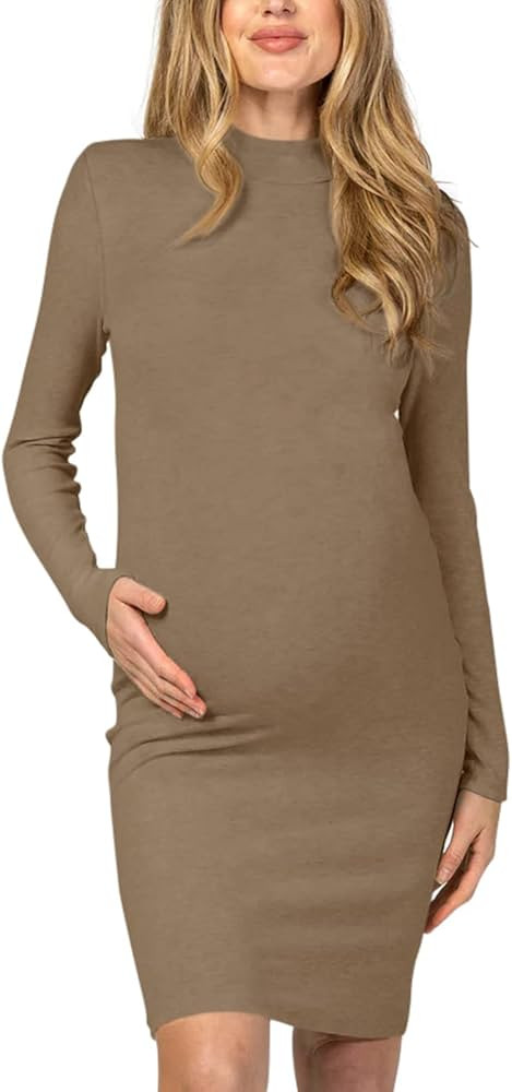 Moyabo Women's Knit Ribbed Maternity Dress Long Sleeve Bodycon Dress for Daily Wearing or Baby Sh... | Amazon (US)