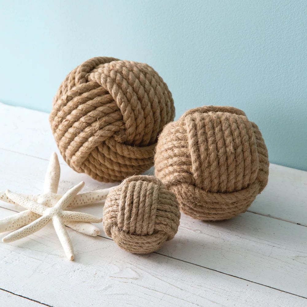 Set of Three Nautical Rope Balls - Largest is 6½'' dia. | Bed Bath & Beyond