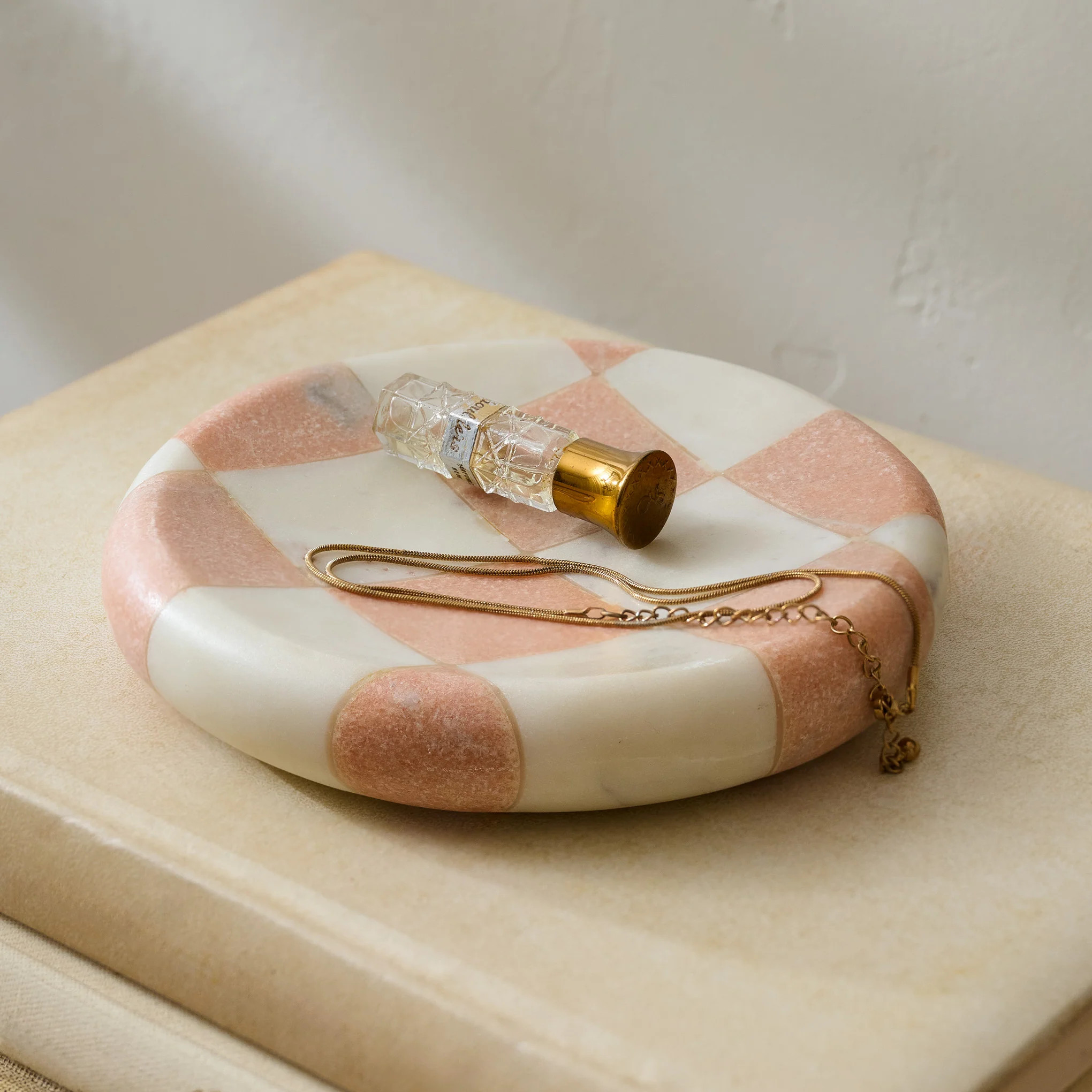 Carmella Checkered Marble Trinket Tray | Magnolia
