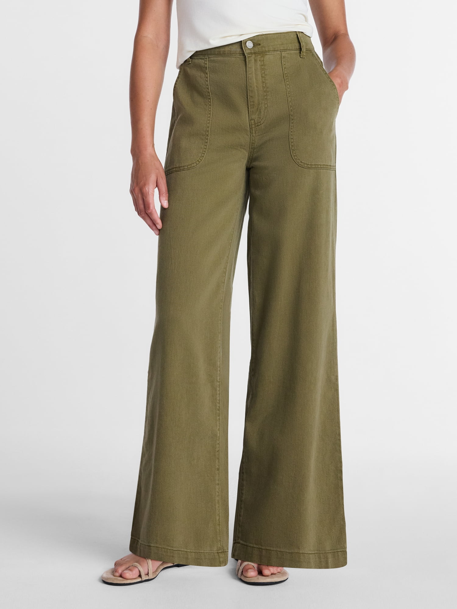 Scenario Women's High Rise Draped Utility Jeans, 30" Inseam, Sizes XS-XXXL | Walmart (US)