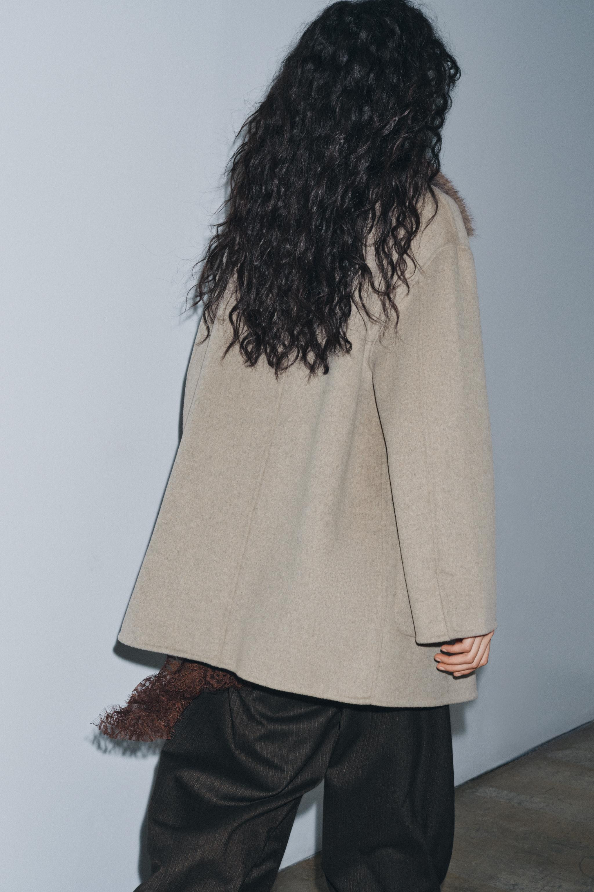 WOOL BLEND COAT WITH FAUX FUR COLLAR ZW COLLECTION | Zara US