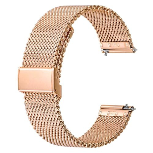 BISONSTRAP Metal Mesh Watch Band for Women and Men, 316L Stainless Steel Woven Watch Strap, 18mm, Rose Gold | Amazon (US)