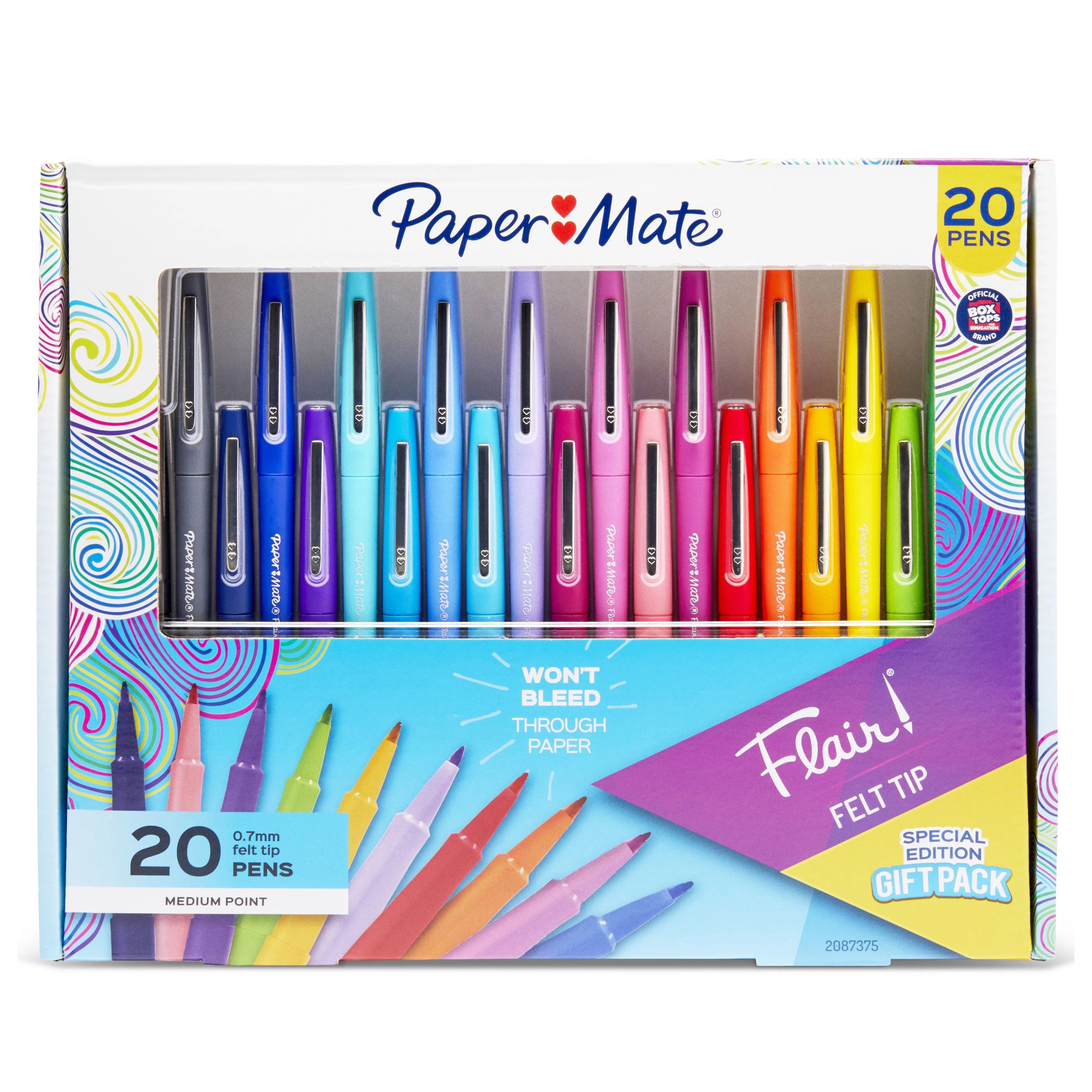 Paper Mate Flair Felt Tip Pens, Medium Point, 0.7 mm, Assorted Colors, 20 Count | Walmart (US)