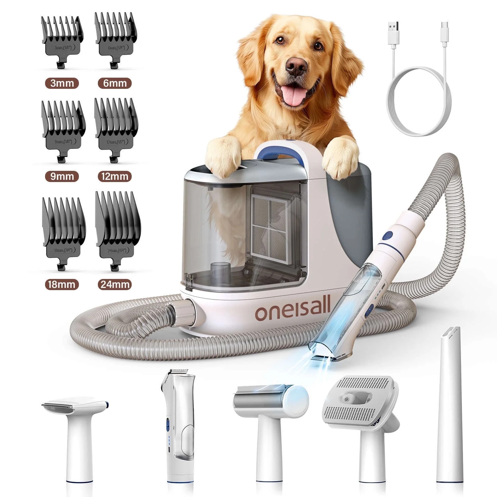 Oneisall LM6 Dog Grooming Vacuum/13Kpa Low Noise Pet Grooming Vacuum /3L Large Dust Bin Dog Vacuu... | Walmart (US)