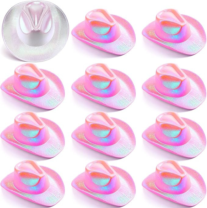 Yahenda 12 Pcs Bachelorette Cowgirl Hats Holographic Bride Cowboy Hat for Western Bachelorette Pa... | Amazon (US)