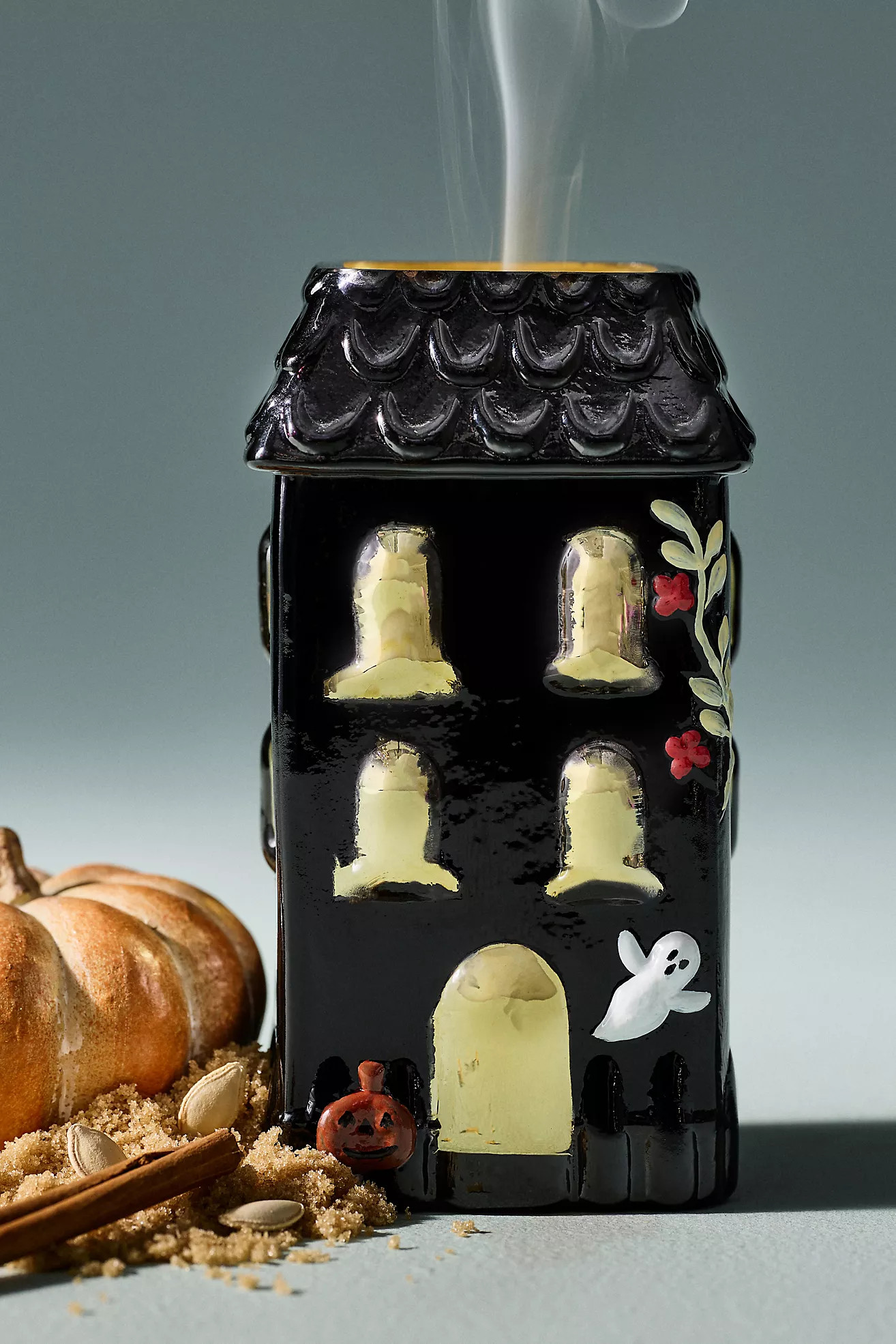 Haunted House Pumpkin Sweet Vanilla Figural Glass Candle | Anthropologie (US)