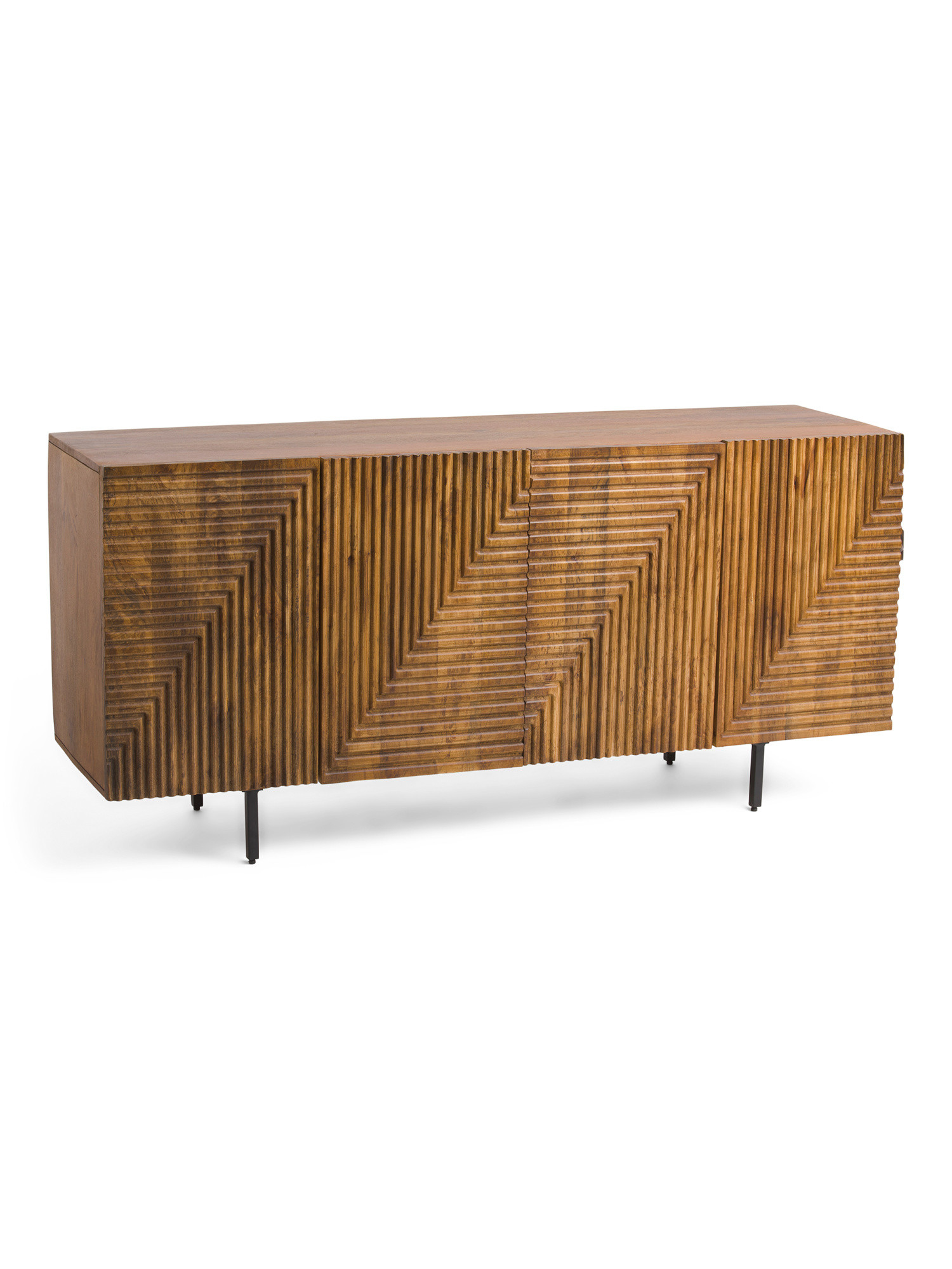 4 Door Flute Board Wood Cabinet | TJ Maxx
