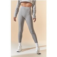 Basic Grey Marl Structured Contour Rib Leggings | PrettyLittleThing UK
