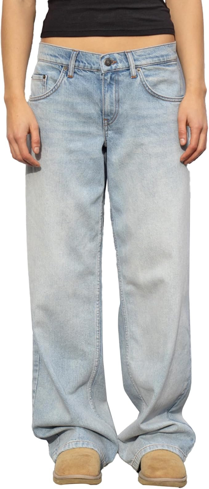 Women Baggy Jeans Low Waist Wide Leg Denim Pants Straight Leg Casual Loose Boyfriend Classic Jean... | Amazon (US)