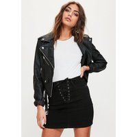 Black Lace Up Superstretch Mini Skirt | Missguided (US & CA)