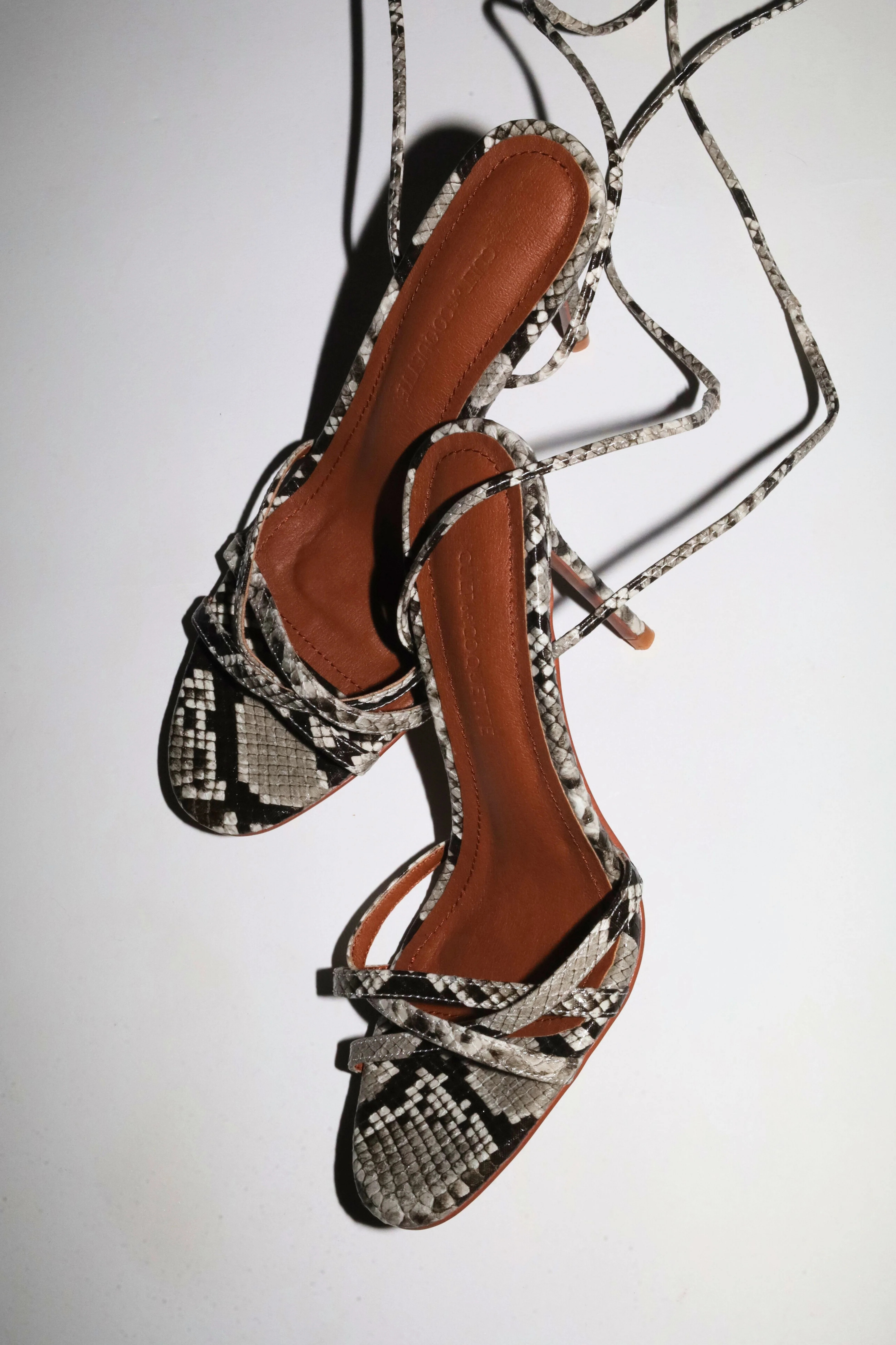 Giorgia Grey Snake Vegan Leather Anklestrap Heel 100 mm | CULT OF COQUETTE