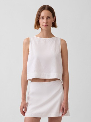 Linen-Blend Crop Shell Tank Top | Gap (US)