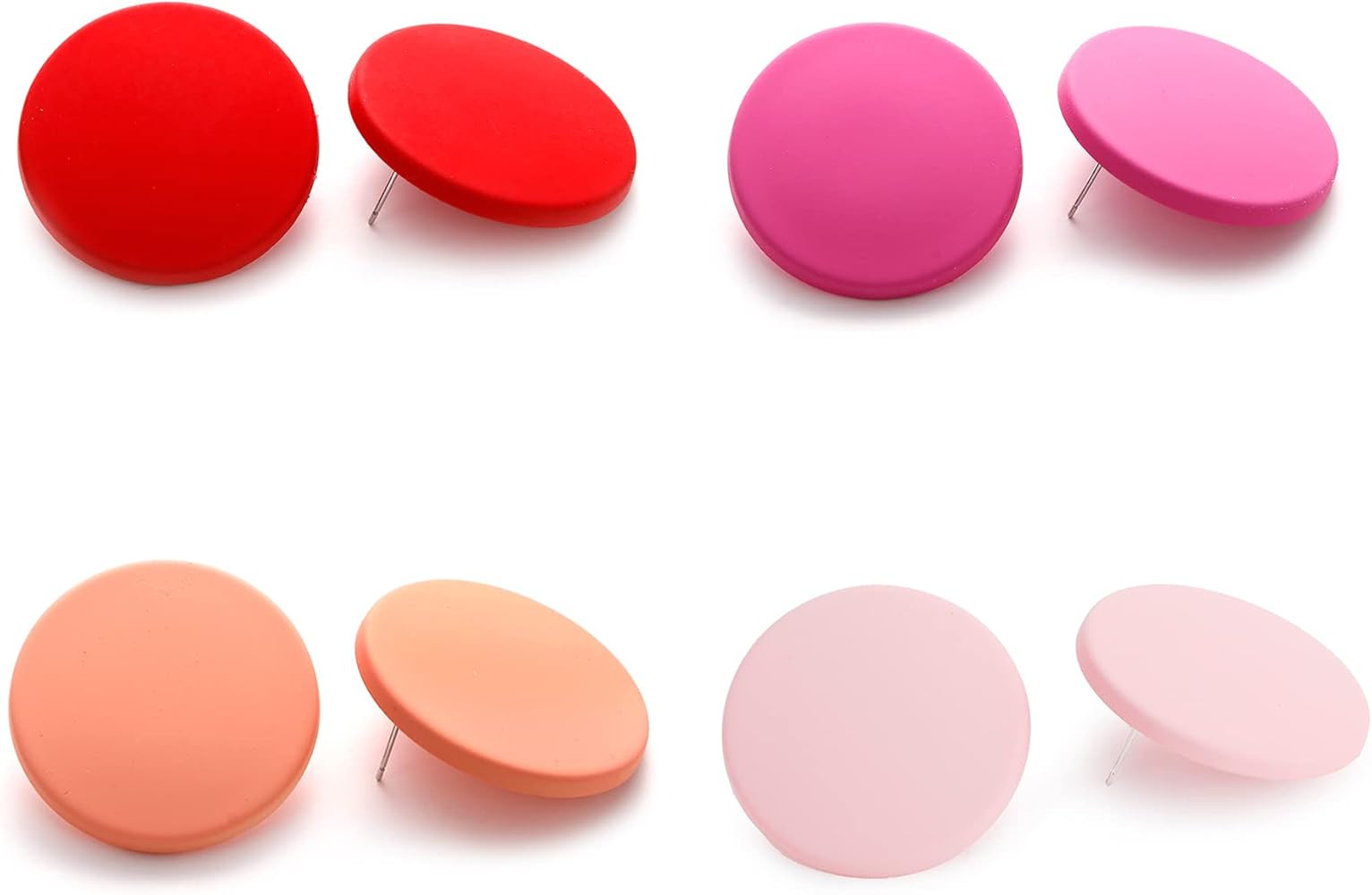 Button Earrings, Large Round Acrylic Stud Earrings for Women | Amazon (US)