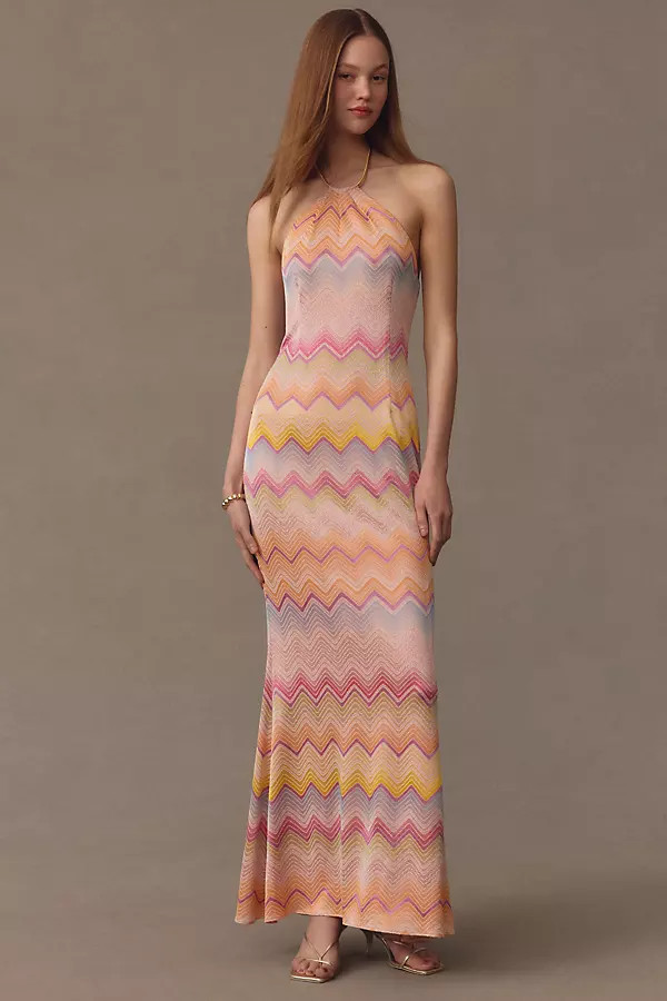 Halter Jacquard Knit Mermaid Maxi Dress | Anthropologie (US)