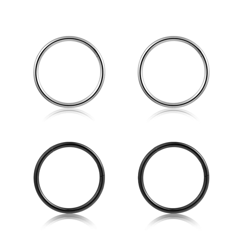 4Pcs 16G 18G 20G Surgical-Steel-Piercing-Ring-Nose-Rings-Hinged-Hoop-Earrings,6mm 8mm 10mm 12mm S... | Amazon (US)