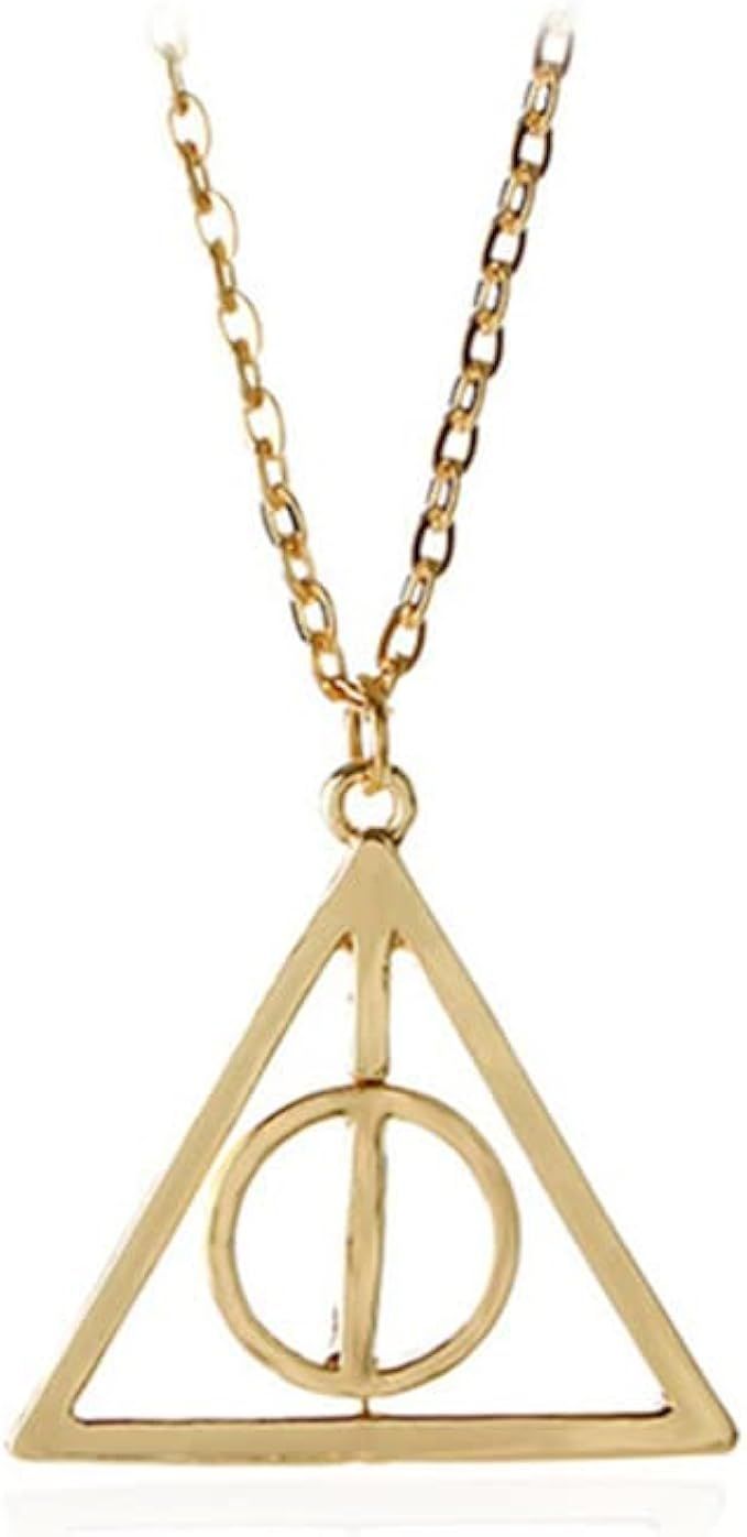 Hilufiet Lovegood's Deathly Hallows Rotatable Triangle Pendant Necklace Charm Movies Necklace for... | Amazon (US)
