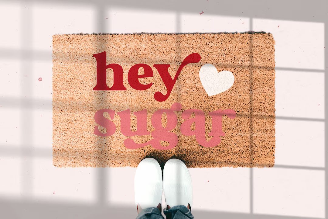 Hey Sugar Valentine's Day Doormat, Valentine Door Decorations, Valentine's Day Outdoor Decor, Red... | Etsy (US)