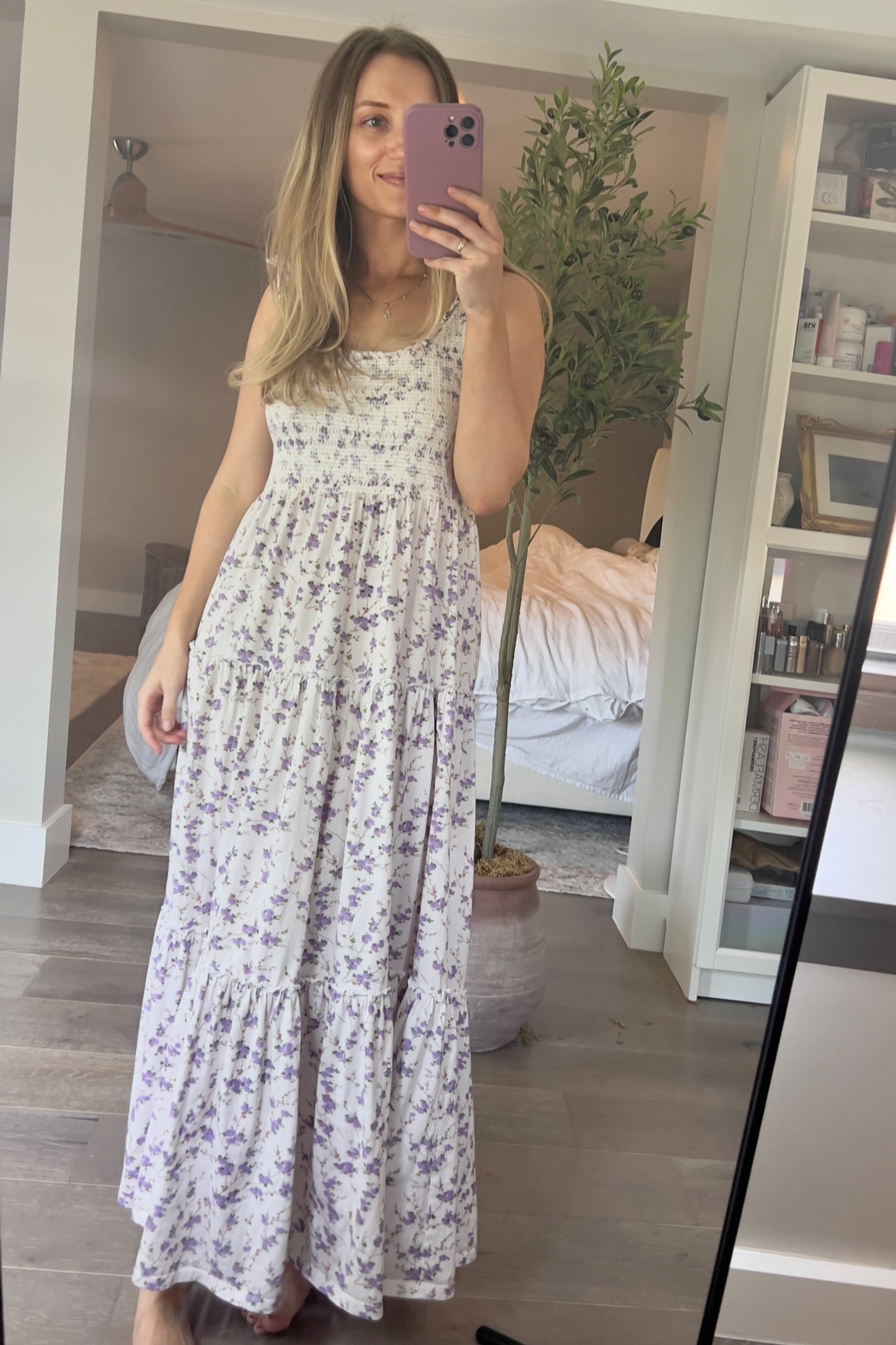 First time trying a loveshack fancy dress, it’s so beautiful! 💜 (size small) 
