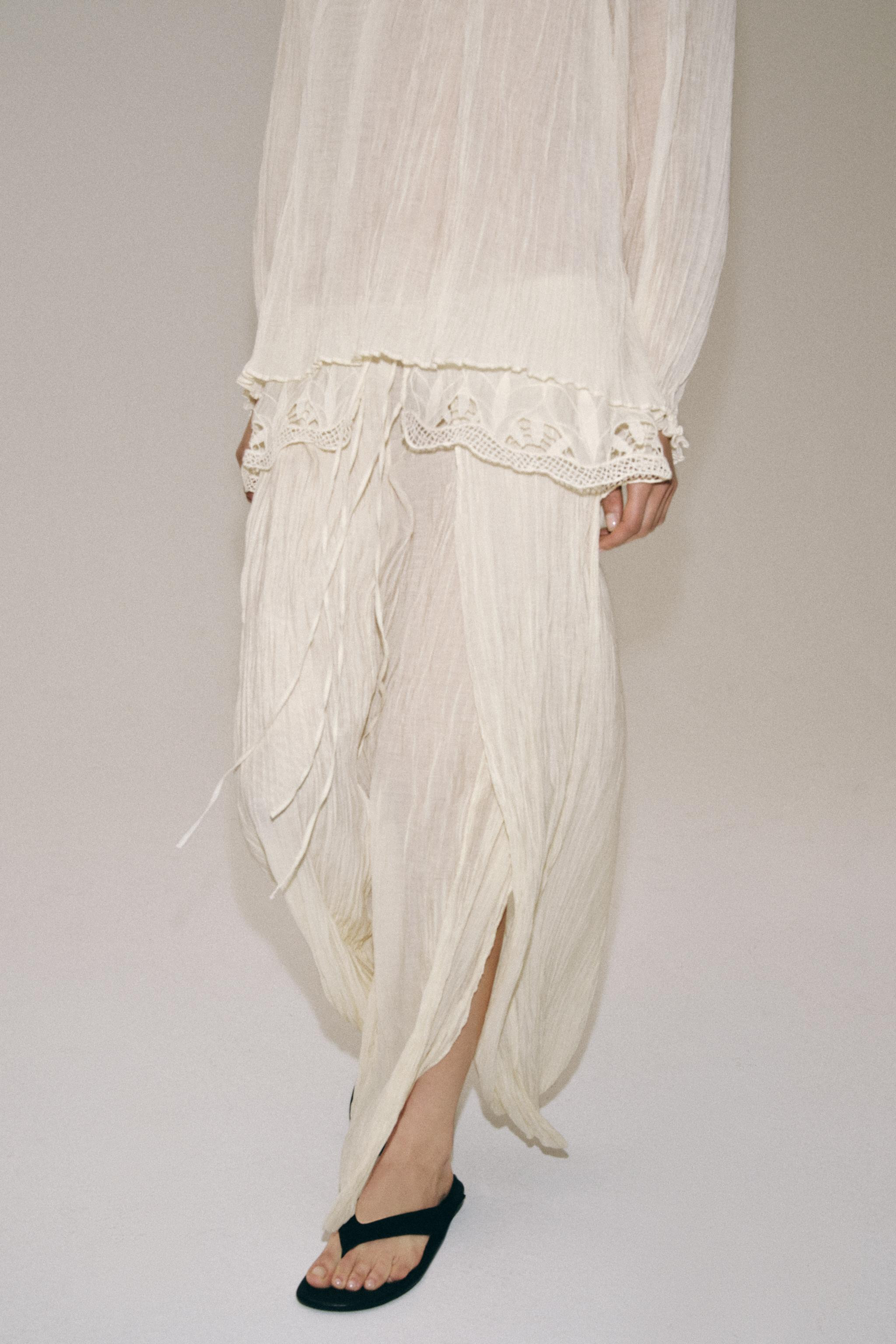 ZW COLLECTION EMBROIDERED CRINKLE BLOUSE | Zara US