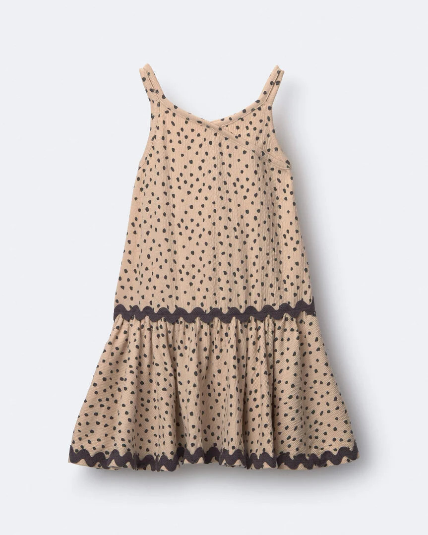 Toddler Girl Ric-Rac Drop-Waist Peplum Dress in Dot Print - Khaki - Otter Avenue | Carter's | Carter's Inc