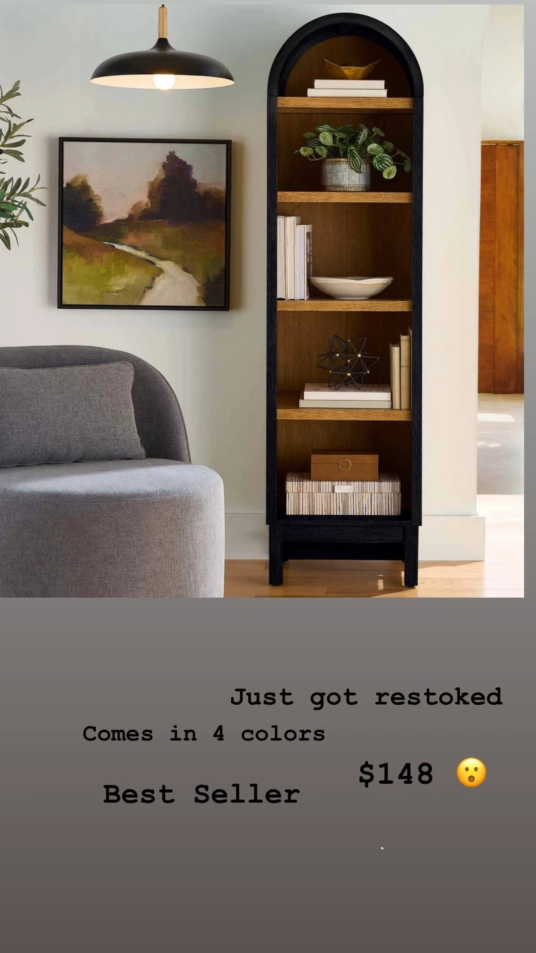 The Better Homes & Gardens Juliet Narrow Arch Bookcase is a spacious storage and display cabinet with 2 adjustable and 2 fixed shelves. It features anti-tipping hardware and is available in Light Honey and Rich Black finishes. The bookcase has a modern design with a rounded arch top and measures 18 in W x 15.75 in D x 66.25 in H. It requires assembly and is designed for durability. The shelves are sturdy and can be adjusted to accommodate books, collectibles, or decorative pieces. With its elegant design and versatile functionality, this bookcase is perfect for living rooms, studies, or hallways, and is a great addition to any home.
#homedecor #furniture #bookshelf #archbookshelf #walmart

#LTKHome #LTKStyleTip