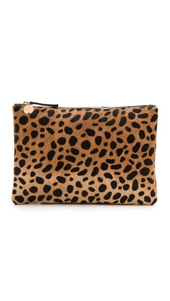 Leopard Flat Haircalf Clutch | Shopbop