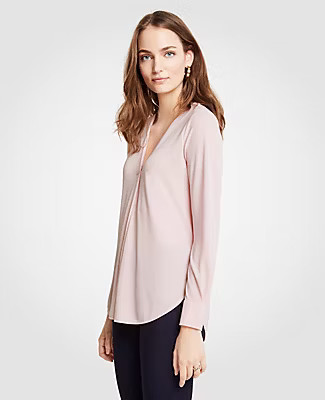 Ann Taylor V-Neck Pleat Front Top | Ann Taylor (US)
