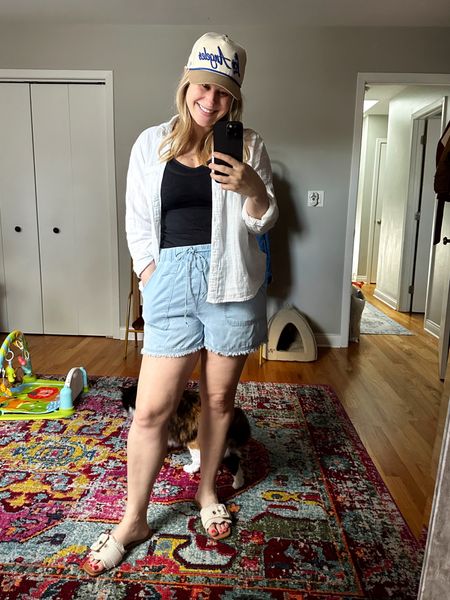 These shorts are so comfy, perfect for postpartum or just for a very comfy pair of shorts and they are only $12! / linked this oversized white shirt and  sandals 

#LTKSaleAlert #LTKShoeCrush #LTKFindsUnder50