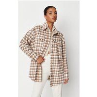 Brown Plaid Shacket | Missguided (US & CA)