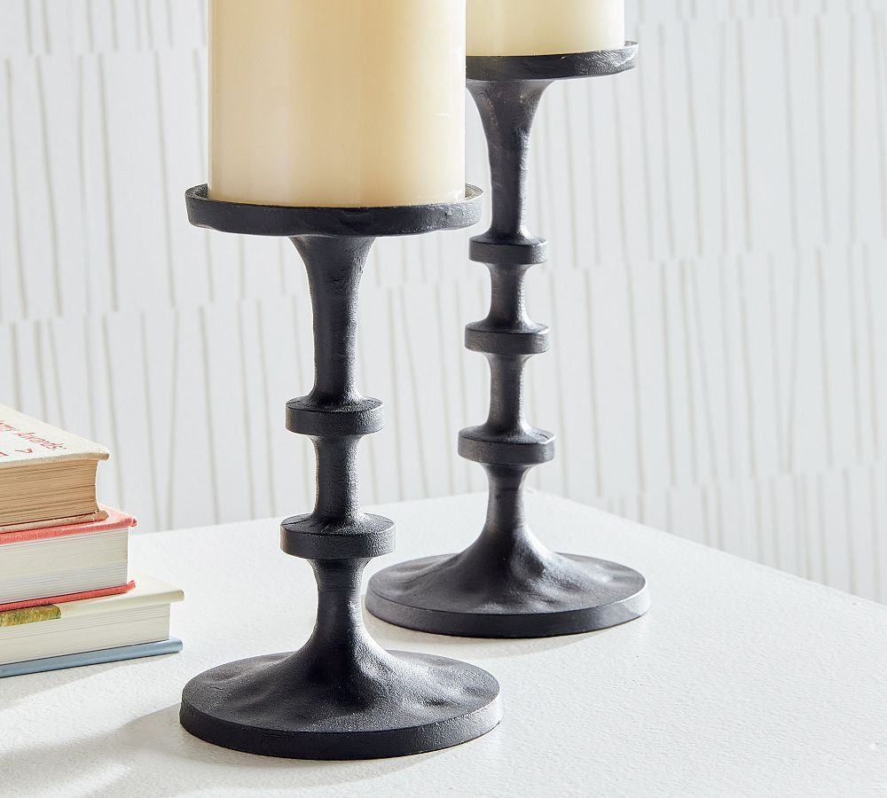 Fia Short Pillar Candleholders - Set of 2 | Pottery Barn (US)