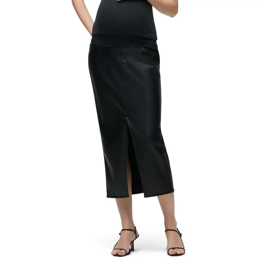 Hudson Jeans Reconstructed Faux Leather Midi Skirt in Black at Nordstrom Rack, Size 32 | Nordstrom Rack