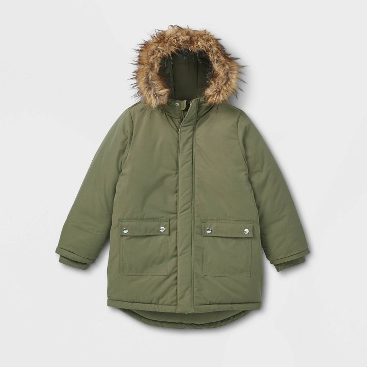 Girls' Hooded Parka Jacket - Cat & Jack™ Olive Green | Target