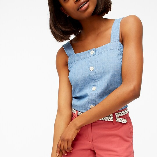Factory: Chambray Button-front Tank Top For Women | J.Crew Factory